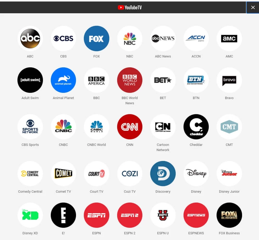 List-of-youtube-tv-channels