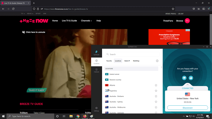 ThreeNow in UK with Surfshark