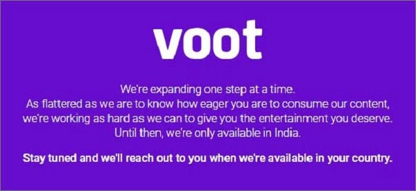 Voot in canada geo-restriction error