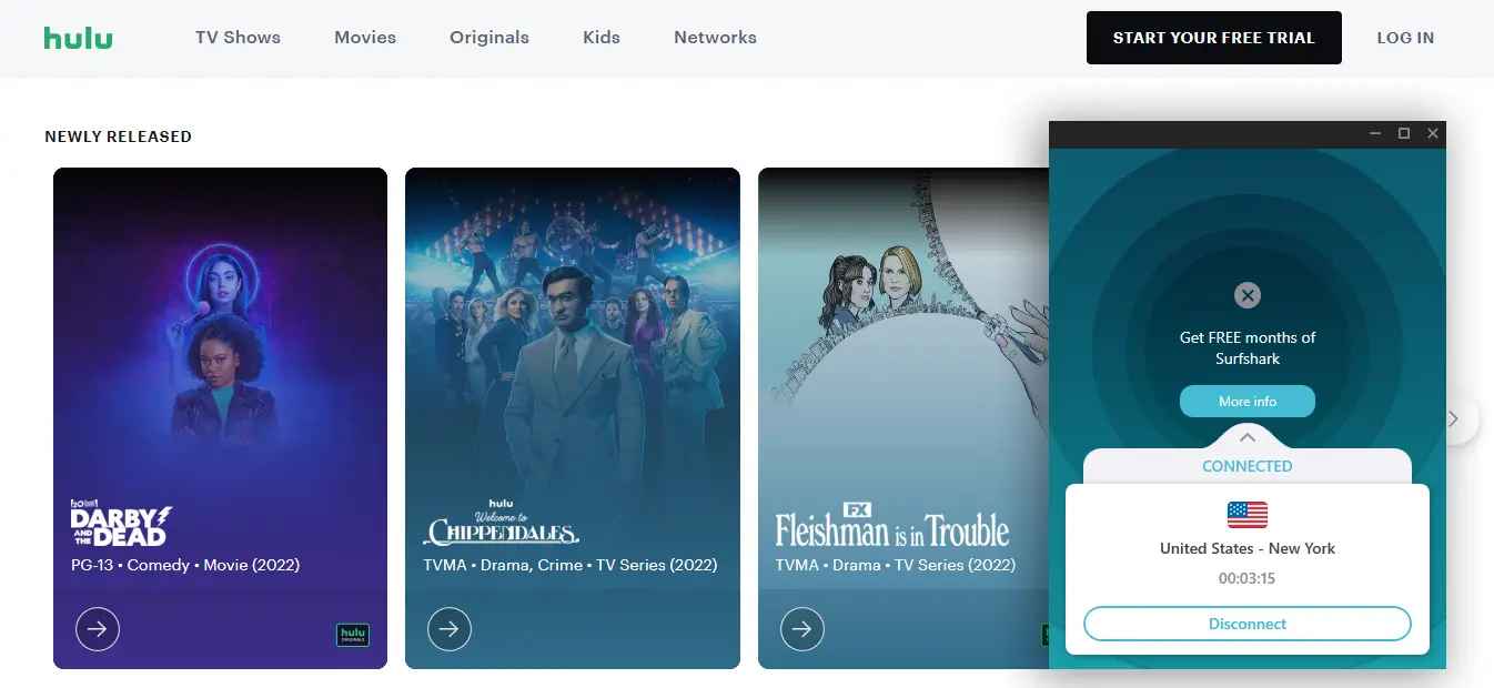 Hulu on iphone with surfshark