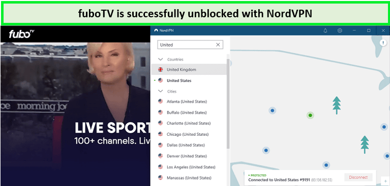 FuboTV outside USA NordVPN