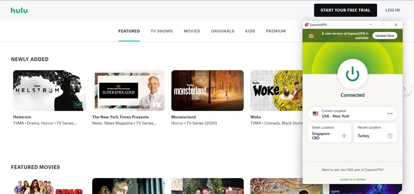 Hulu on samsung smart tv with expressvpn