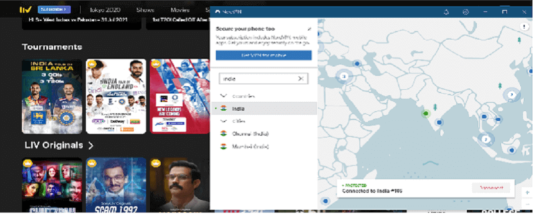 Sonyliv in ireland with nordvpn