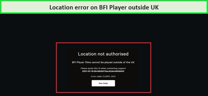 BFI Player in Canada Location Error