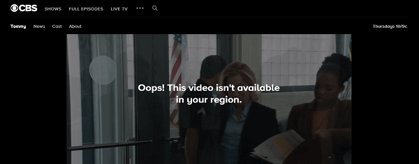 CBS Geo-Restriction Error