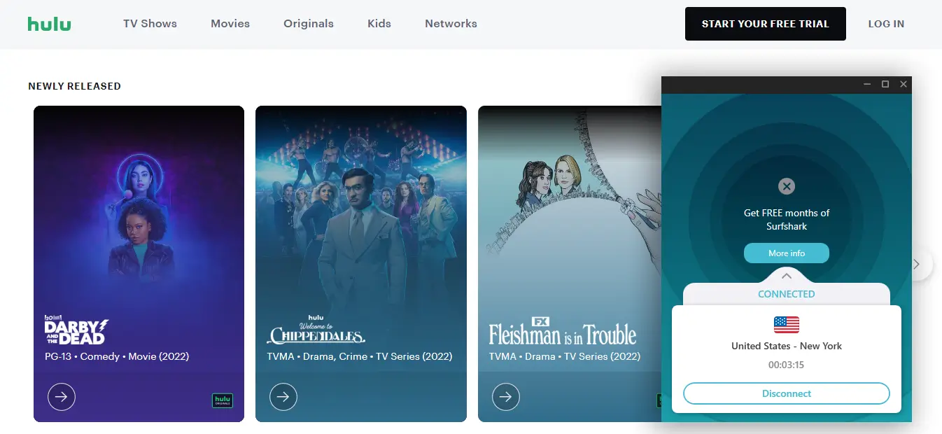 Hulu in mexico with surfshark