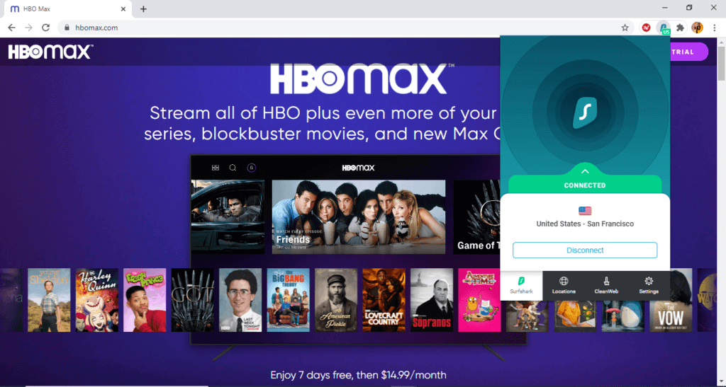 Watch hbo max in ireland with surfshark