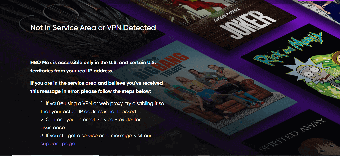 Hbo max in singapore geo-restriction error