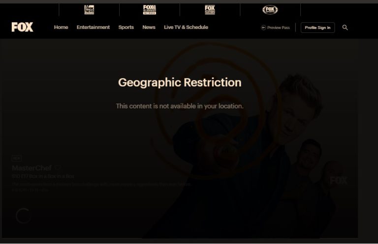 FOX TV Australia Geo-Restriction Error