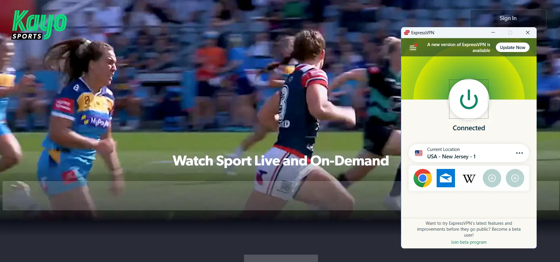 Kayo sports in indonesia with expressvpn