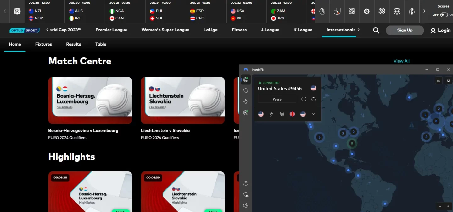 optus sport in turkey with nordvpn