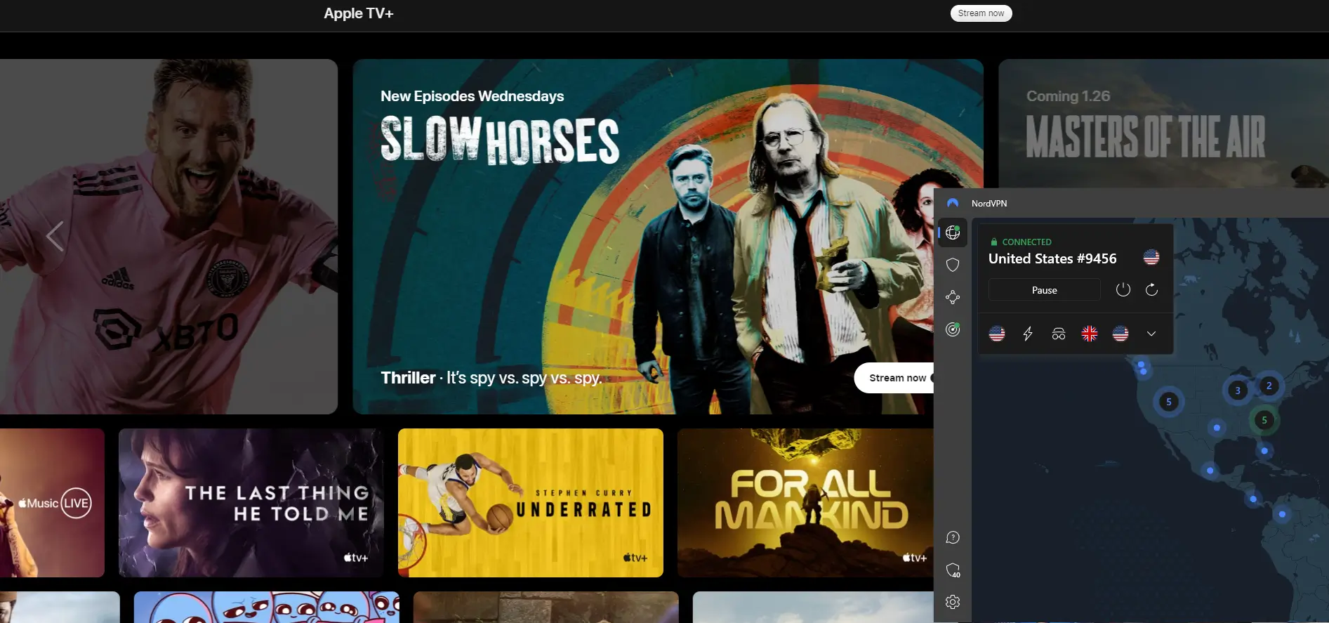 Apple tv+ outside usa with nordvpn
