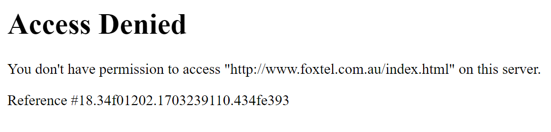 Foxtel geo-restrictions error